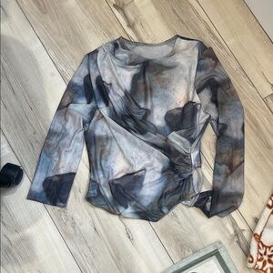 Abstract Print Long Sleeve Women's Top